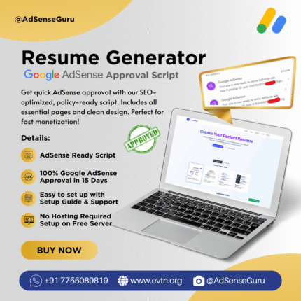 Resume Generator AdSense Approval Tool Script – Built with Next.js | AdSense Ready