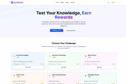 Quiz Tool with Coin System AdSense Approval Script