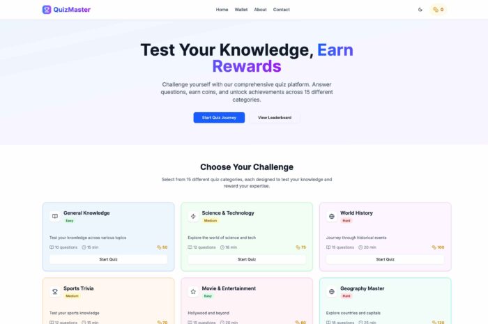 Quiz Tool with Coin System AdSense Approval Script